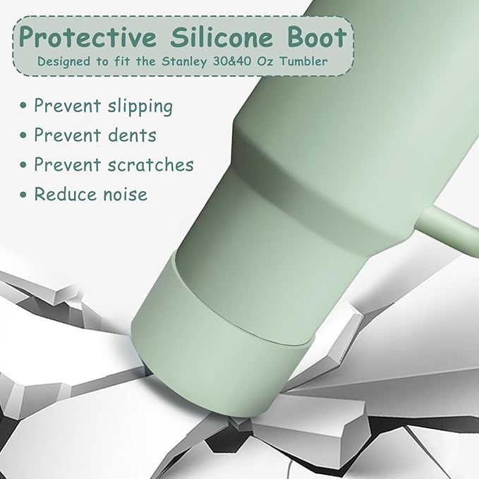 Stanley Cup Accessories Set,Including 2 Pcs 0.4in Straw Cover, 1 Silicone Spill-Proof Stopper Set of 3, 1 Cute Flowers Handle Charm, 1 Silicone Boot Fits Stanley 40&30 Oz Tumbler (Matcha Cream)