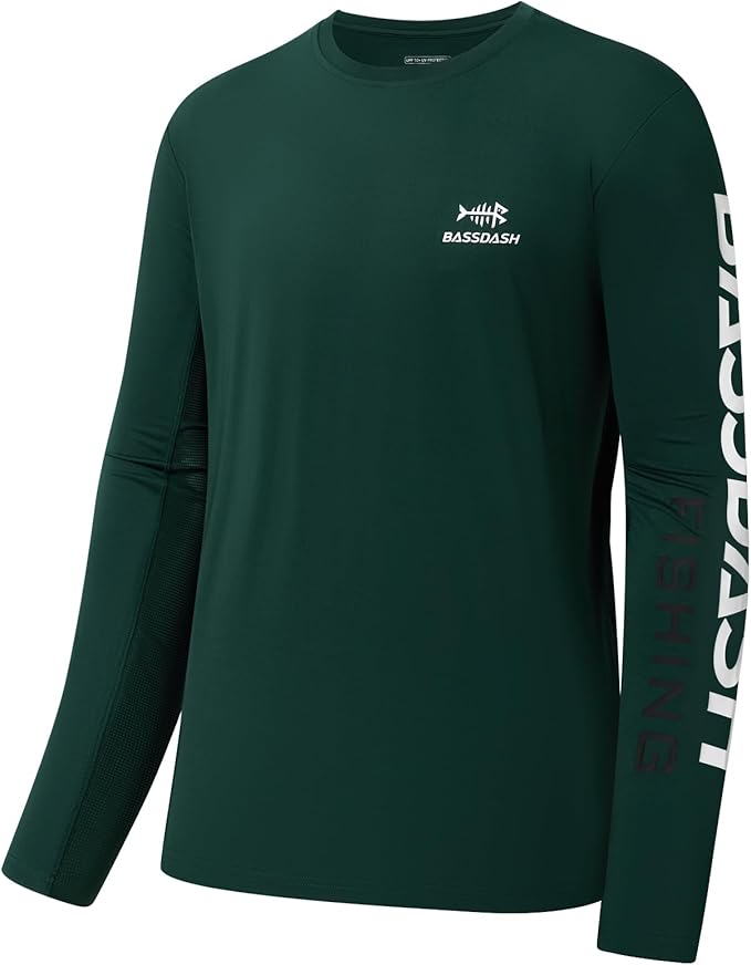 BASSDASH Fishing T Shirts for Men UV Sun Protection UPF 50+ Long Sleeve Tee T-Shirt