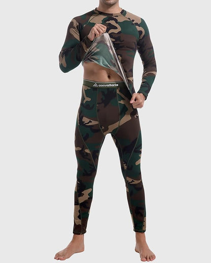 CL convallaria Thermal Underwear for Men Long Johns Fleece Lined Hunting Gear Set Base Layer for Cold Weather XS-4XL