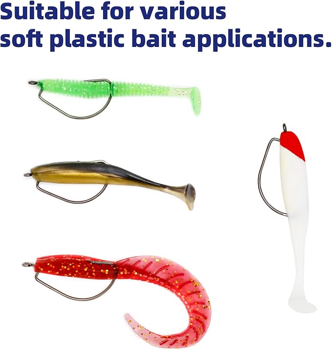 UCEC Fishing Hooks, 140PCS/ 100PCS/ 60PCS EWG Offset Worm Hooks Bass Hooks Wide Gap 2X Strong Senko Bait Texas Rig Jig Fish Hooks for Bass Trout Saltwater Freshwater Size:#4#2#1 1/0 2/0 3/0 4/0 5/0