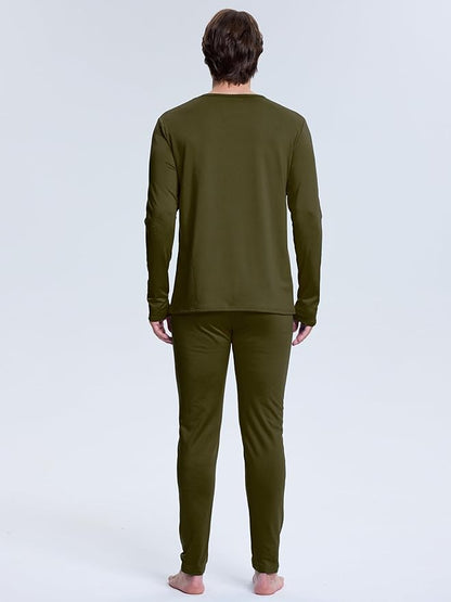 VZV Thermal Underwear for Men Fleece Lined Long Johns for Mens Thermals Top and Bottom Set Soft Base Layer for Winter