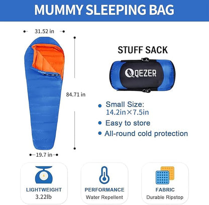 Down Sleeping Bag for Adults 0°F 10°F 15°F 20°F Backpacking Sleeping Bag for Cold Weather with Compression Sack