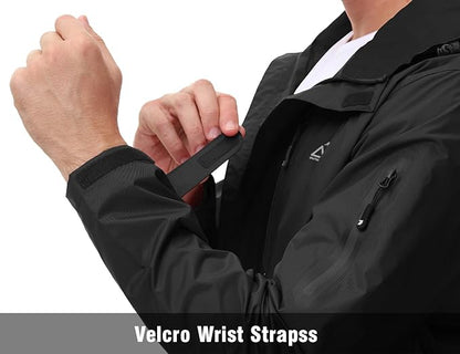 TBMPOY Men's Lightweight Rain Jackets Waterproof Raincoat with Hood Running Cycling Hiking Outdoor Windbreaker