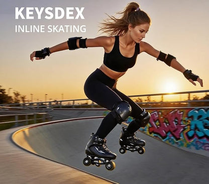 Knee Pads Elbow Pads Wrist Guards for Adult Youth Kids 6 in 1 Protective Gear Set for Roller Skateboarding Scooter Inline Skating Cycling Skating BMX Bike Outdoor Sports