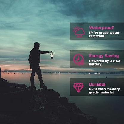 Lichamp LED Camping Lantern, 4 Pack Battery Powered Flashlight for Power Outages, Portable Collapsible Hanging Light Essential for Home, Outdoor, Emergency Lamp Survival Kit Gear for Hurricane, Pink