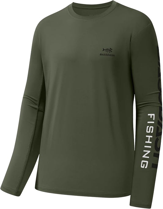 BASSDASH Fishing T Shirts for Men UV Sun Protection UPF 50+ Long Sleeve Tee T-Shirt