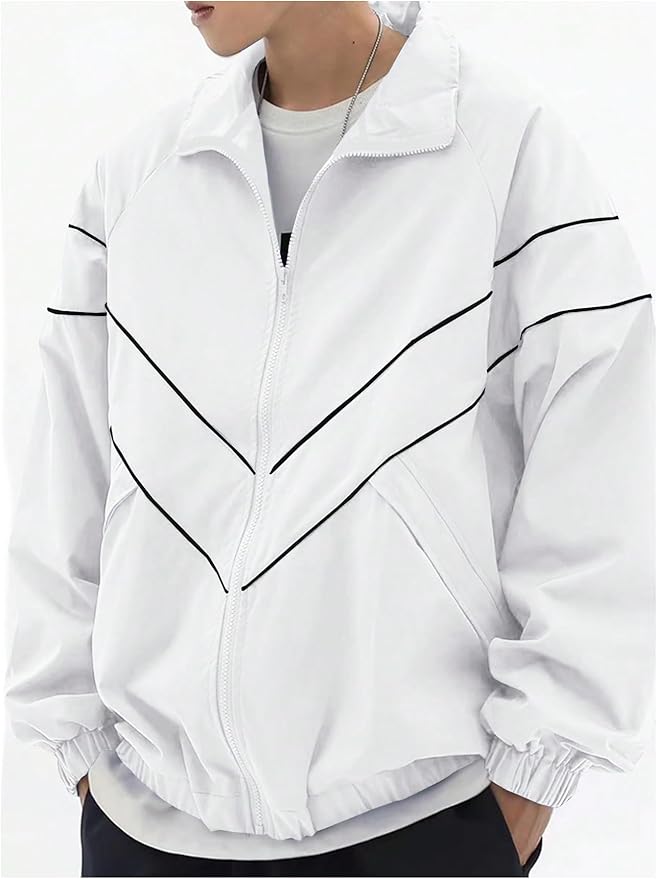 SOLY HUX Men's Y2k Zip Up Jacket Lightweight Windbreaker Outerwear Varsity Jackets