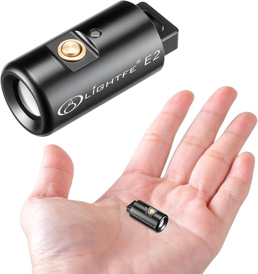 LIGHTFE E2 Mini Keychain Flashlight - Rechargeable USB Magnetic Charging, Compact & Bright LED Pocket Light for Emergencies, Camping, EDC, Everyday Carry
