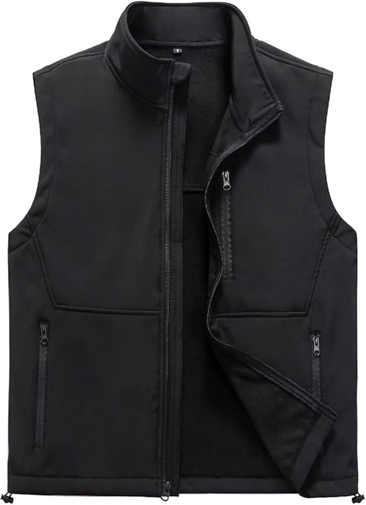 Men's Lightweight Softshell Vest Outerwear Windproof Sleeveless Jacket for Golf Running Hiking