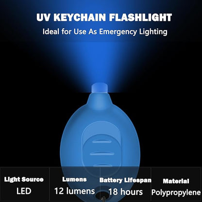 Mini LED Blue Light Keychain Flashlight, 12 Lumens Small Portable Pocket Torch, Ultra Bright Micro LED Keychain Light for Everyday Carry (6PCS)