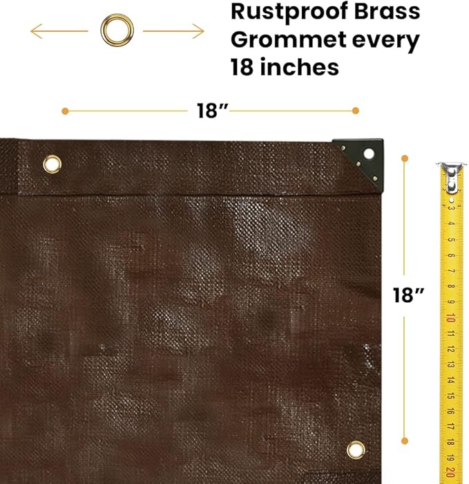 WHITEDUCK Super Heavy Duty Poly Tarp Cover 16 Mil & 10 Mil with Grommets and Reinforced Edges (Brown, White & Silver Black) (Brown- 16 Mil, 10' x 12')