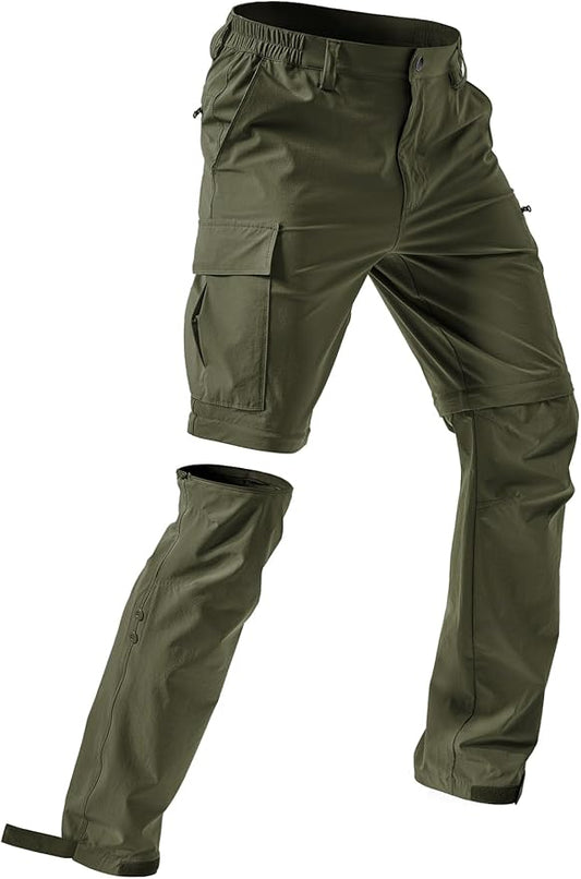 Moosehill Men's-Hiking-Pants Convertible Quick-Dry Water-Resistant Lightweight Zip-Off Outdoor with 5 Deep Pockets