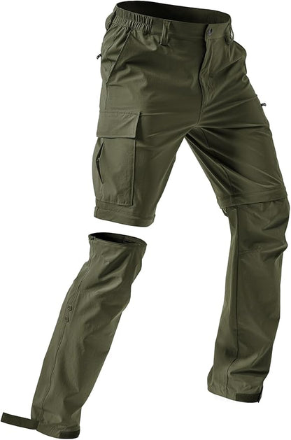 Moosehill Men's-Hiking-Pants Convertible Quick-Dry Water-Resistant Lightweight Zip-Off Outdoor with 5 Deep Pockets