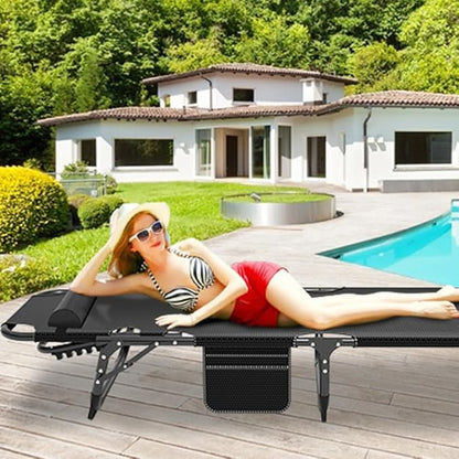 LILYPELLE Folding Camping Cot, Extra Wide Heavy Duty Sleeping Cots with Carry Bag, Double Layer Oxford Portable Travel Camp Cots for Home, Office Nap and Outdoor Beach