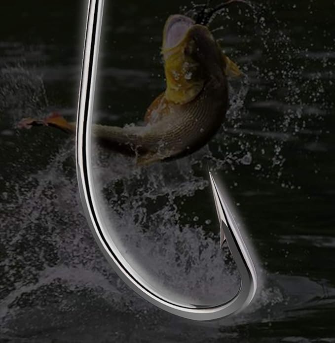 Dyxssm 150pcs/lot Forged Long Shanked Fishing Hooks Stainless Steel Fishing Hook for Saltwater Freshwater, Circle Octopus Fishing Hooks