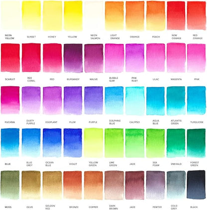 GenCrafts Watercolor Brush Pens – Set of 50 Premium Colors – Real Brush Tips – Washable & Nontoxic Markers – Portable Painting Set