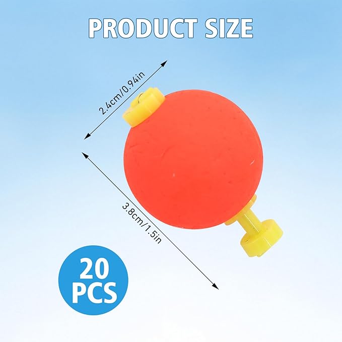 20 Pcs EVA Foam Fishing Bobbers Floats, Snap-on Push Round Button Floats, 0.98 in Small Bobbers for Fishing Tackle Accessories(Red)