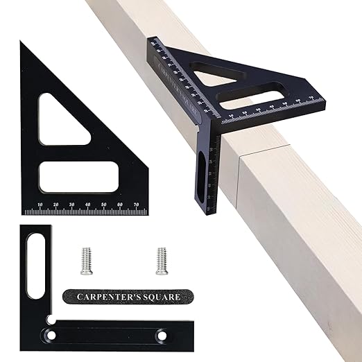 Woodworking Square Ruler, Multi-Angle Measuring Ruler,45/90 Degree Aluminum Alloy Drawing Line, Miter Triangle Ruler, High Precision Layout Measuring Tool for Engineers, Carpenters, and Craftsmen