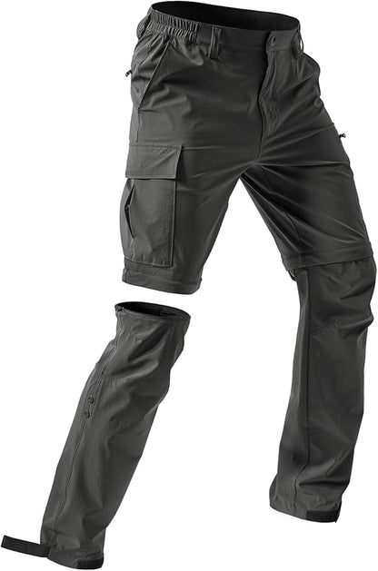 Moosehill Men's-Hiking-Pants Convertible Quick-Dry Water-Resistant Lightweight Zip-Off Outdoor with 5 Deep Pockets