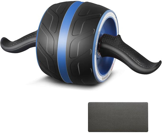 AB Wheel Roller with Resistance Spring, Automatic Rebound Exercise Abdominal Ultra-Wide Wheels Fitness for Gym & Home, Core Work-out Strength-Training Roller with Knee Pad, 14.6"W