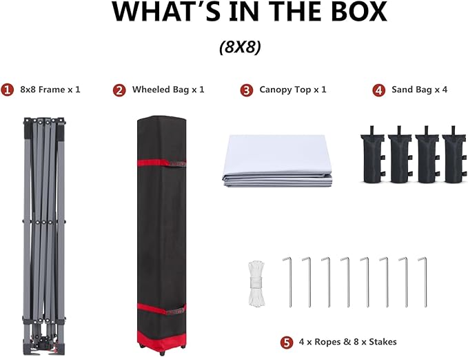 ABCCANOPY Pop Up Canopy - Outdoor Patio Portable Canopy Tent Heavy Duty for Backyard and Deck with 4 Sandbags(Iory White, 8x8)