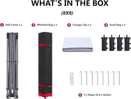 ABCCANOPY Pop Up Canopy - Outdoor Patio Portable Canopy Tent Heavy Duty for Backyard and Deck with 4 Sandbags(Iory White, 8x8)