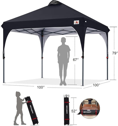 ABCCANOPY Outdoor Pop up Canopy Tent, 8x8 Instant Portable Canopy for Camping, Beach, Backyard, Black