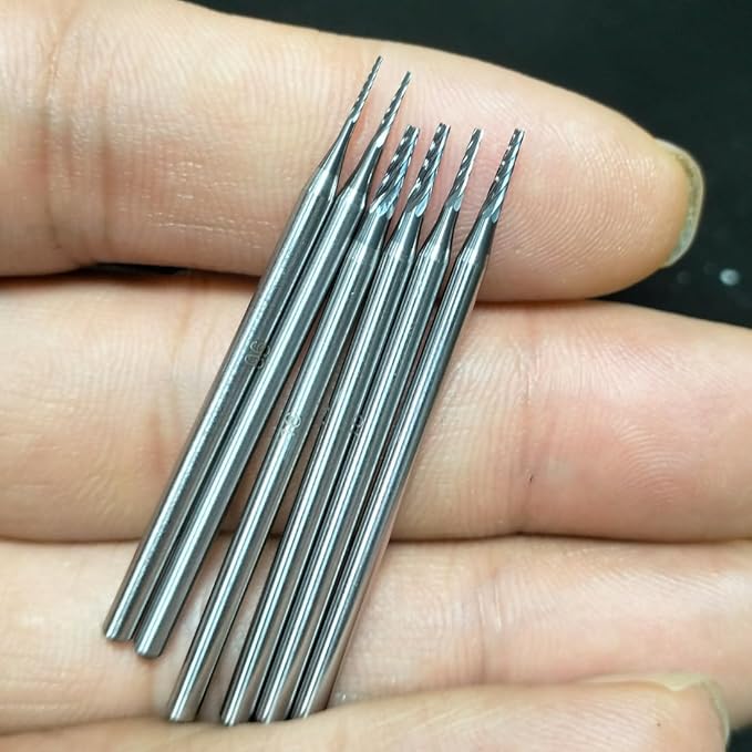Luo ke 6 Pcs Oblique Pin Burr, 3/32'' Shank Cone Shape Burs Jewelry Making Tools for Rotary Tools