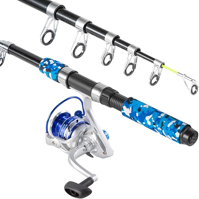 Fishing Pole Combo, 6.9ft Telescopic Rods Set, Collapsible Fishing Rods 2PCS Spinning Reel Set with Carrier Bag Freshwater Fishing Rod and Reel Combos Kits