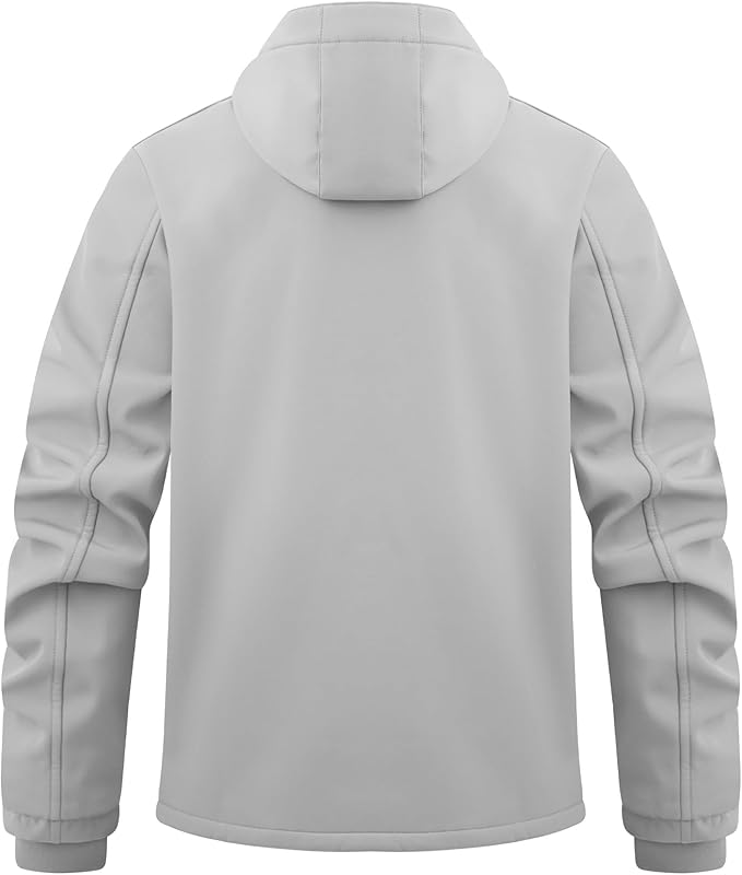 WULFUL Men's Lightweight Softshell Jacket Warm Fleece Lined Windbreaker Waterproof Soft Shell for Outdoor Hiking