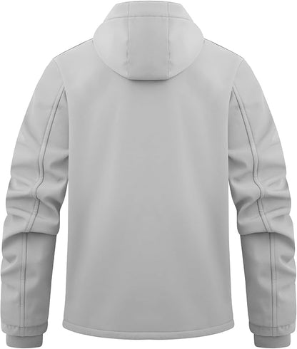 WULFUL Men's Lightweight Softshell Jacket Warm Fleece Lined Windbreaker Waterproof Soft Shell for Outdoor Hiking