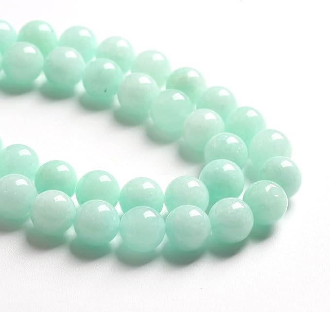 75PCS 10MM Natural Stone Amazonite Chalcedony Loose Beads for Jewelry Making DIY Bracelet Necklace 2 Strands