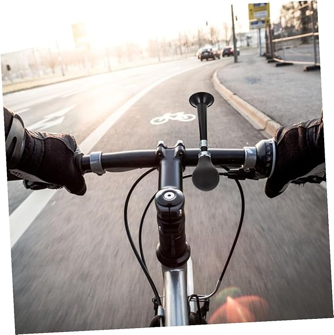 STOBAZA Portable Loud Bike Horn for Adults Electroplated Construction Safety Warning Sound for Mountain Road Folding Bicycles Black Red