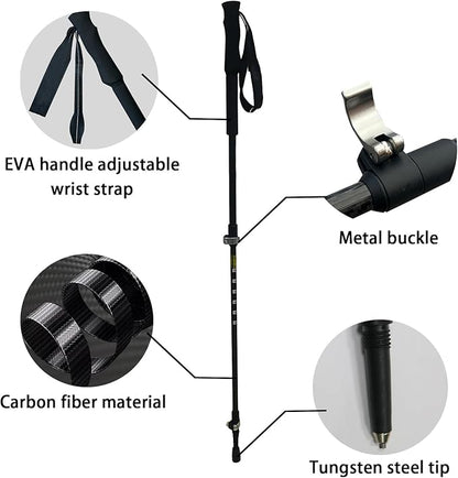 Hiking Poles 2 Pack - Lightweight Carbon Fiber Trekking Poles, Adjustable & Foldable for Snowshoeing & Backpacking, EVA Sweat-Absorbent Non-Slip Grips, Portable Hiking Gear for Outdoor Treks
