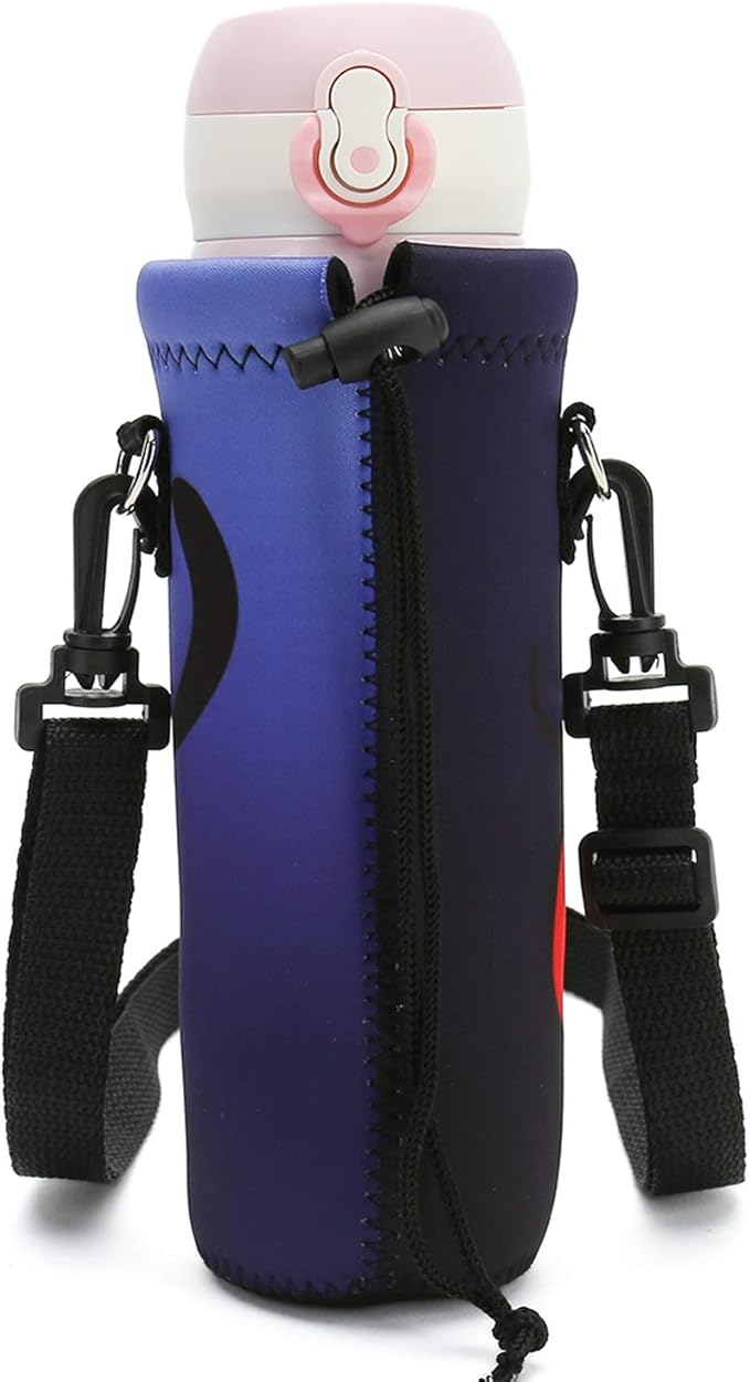 RICHEN Neoprene Water Bottle Carrier Bag with Adjustable Shoulder Strap,Insulated Water Bottle Cover for Stainless Steel/Glass/Plastic Bottles