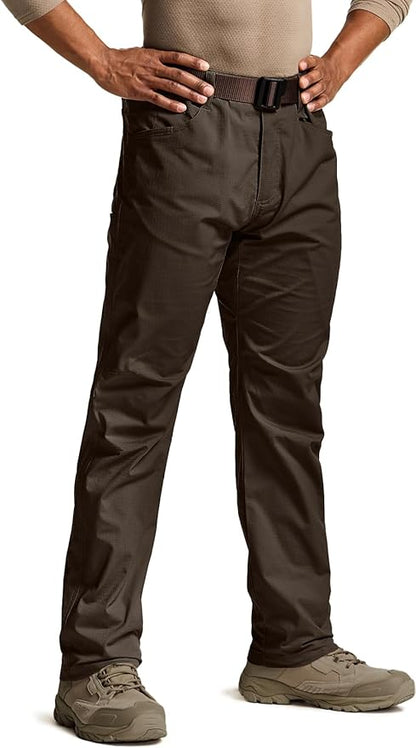 CQR Men's Flex Stretch Tactical Pants, Water Resistant Ripstop Cargo Pants, Lightweight EDC Outdoor Work Hiking Pants