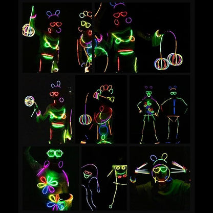 BUDI 467Pcs Glow Sticks Christmas Party Favors New Year Eve Party Supplies for Kids Adult Glow in the Dark 4th of July Accessories Neon Decors Glowsticks Bulk 8 Colors 8" with Connectors for Parties
