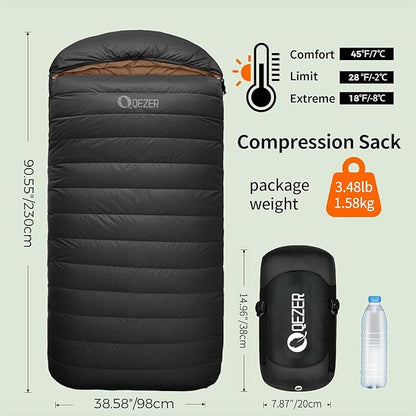 XL Sleeping Bag, Suitable for 4 Seasons Oversized Ultralight Backpacking Sleeping Bag for Adults, Great for Camping and Hiking