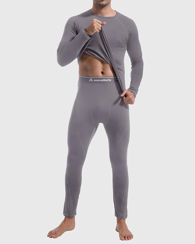 CL convallaria Thermal Underwear for Men Long Johns Fleece Lined Hunting Gear Set Base Layer for Cold Weather XS-4XL
