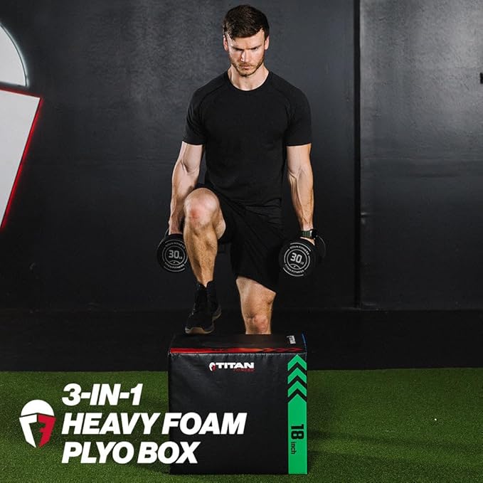 Titan Fitness Heavy Foam Plyometric Box - Pro-Duty HIIT Exercise Foam Plyo Step-Up, Box Squat, Home Garage Gym Training, Youth & Regular Sizes