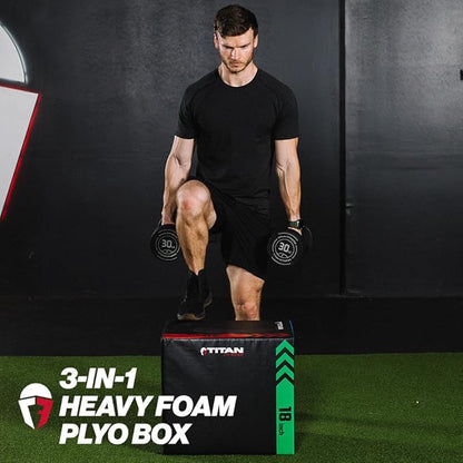 Titan Fitness Heavy Foam Plyometric Box - Pro-Duty HIIT Exercise Foam Plyo Step-Up, Box Squat, Home Garage Gym Training, Youth & Regular Sizes