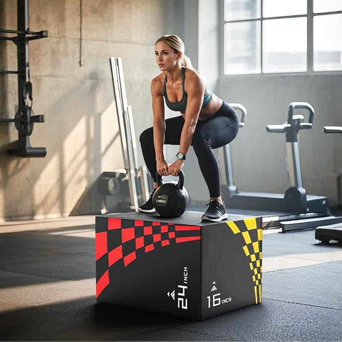 GIKPAL Plyo Jumping Exercise Box, High-Density Foam Plyometric Jump Box for Home Gym Workout, Multiple Size Box Jumps for Step-Up, Box Squat, Explosive Training