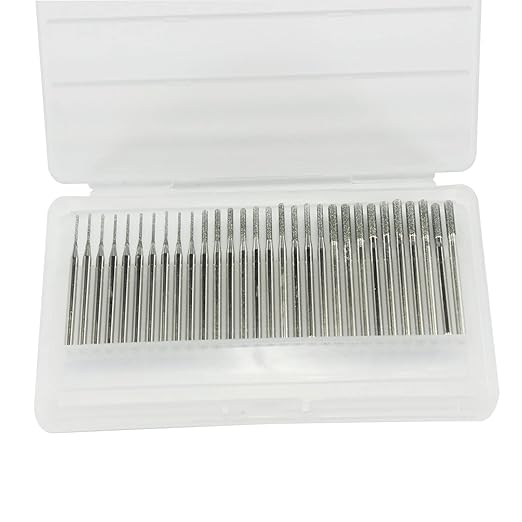 𝐋𝐮𝐨 𝐤𝐞 30 Pcs Needle Shape Diamond Burr Set, 1/8'' Shank Diamond Mounted Bead Reamer Stone Carving Set for Rotary Tools includes Dremel (Size:1mm,2mm,3mm)