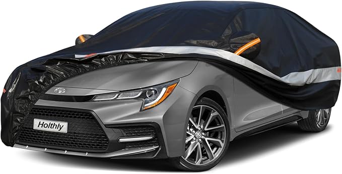 10 Layers Sedan Car Cover Waterproof All Weather for Automobiles,100% Waterproof Outdoor Car Covers Rain Snow UV Protection. Custom Fit for Honda Civic, Toyota Corolla, Hyundai Elantra,etc