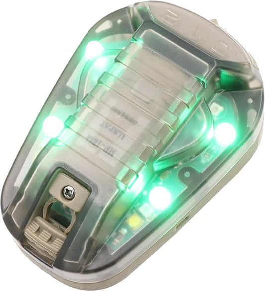 Tactical IR Strobe Helmet Light Military Identification Light with Visible LED + White Strobe Survival Signal Light (Tan-Green)