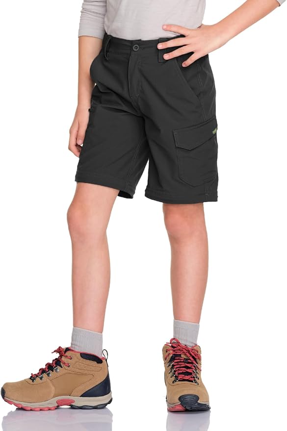 CQR Kids Youth Hiking Cargo Pants, UPF 50+ Quick Dry Convertible Zip Off Pants, Outdoor Camping Pants