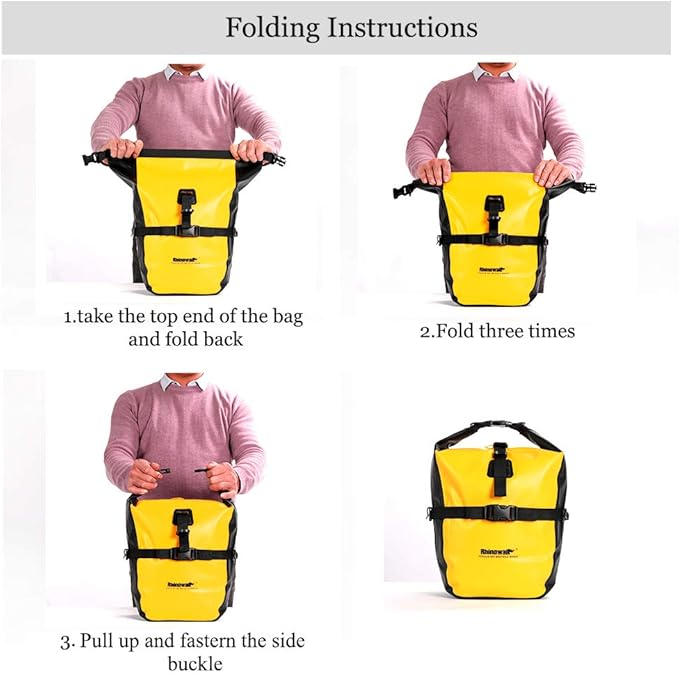 Rhinowalk Bike Pannier Bag Waterproof Rack Bicycle Bag 18L Bike Bag Shoulder Bag Laptop Pannier Backpack Professional Cycling Accessories-Yellow