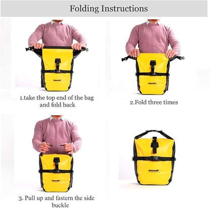 Rhinowalk Bike Pannier Bag Waterproof Rack Bicycle Bag 18L Bike Bag Shoulder Bag Laptop Pannier Backpack Professional Cycling Accessories-Yellow