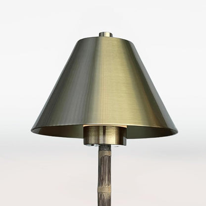 Bamboo Cordless LED Table Lamp – Rechargeable 24-Hour Battery, Dimmable Warm Light, 15" Portable Wireless Lamp with Remote for Indoor/Outdoor Use, Home, Patio, Restaurant – Polished Gold