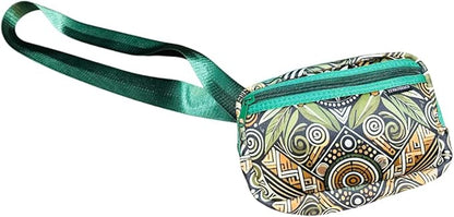 Yewande&co Neoprene Fanny Pack Belt Bag – Lightweight Waterproof Waist Bag with Adjustable Strap, 3 Zippered Pockets, Crossbody Belt Bag for Travel, African Design Crossbody Bags (Sprout)